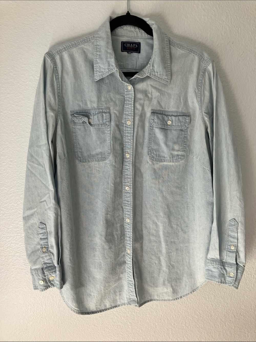 Chaps Light Blue Denim Button-Down Shirt